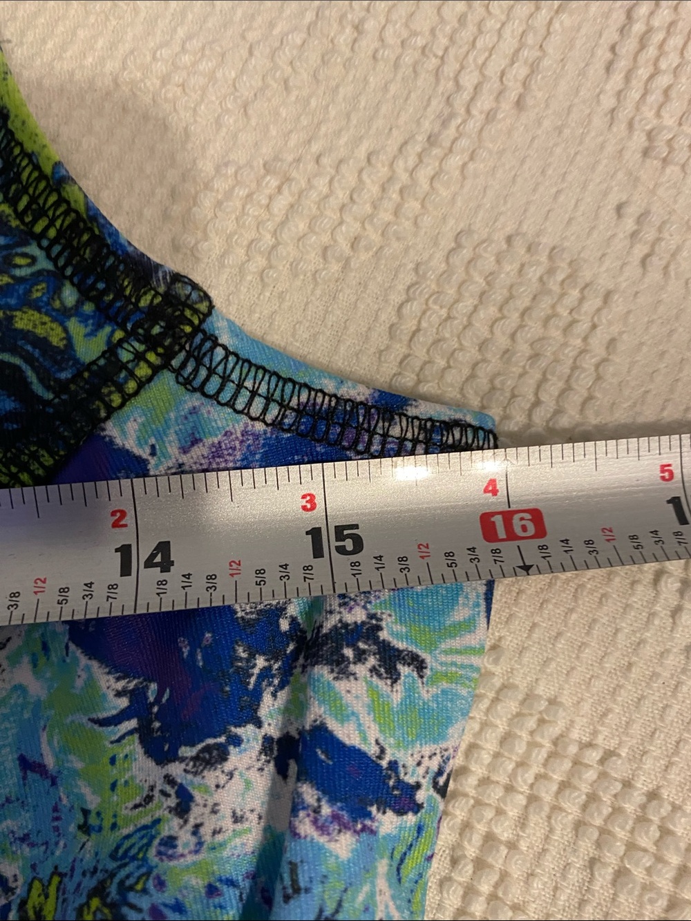 Sleeveless Blue Green Patterned Zip-Front Dress - Picture 10 of 11